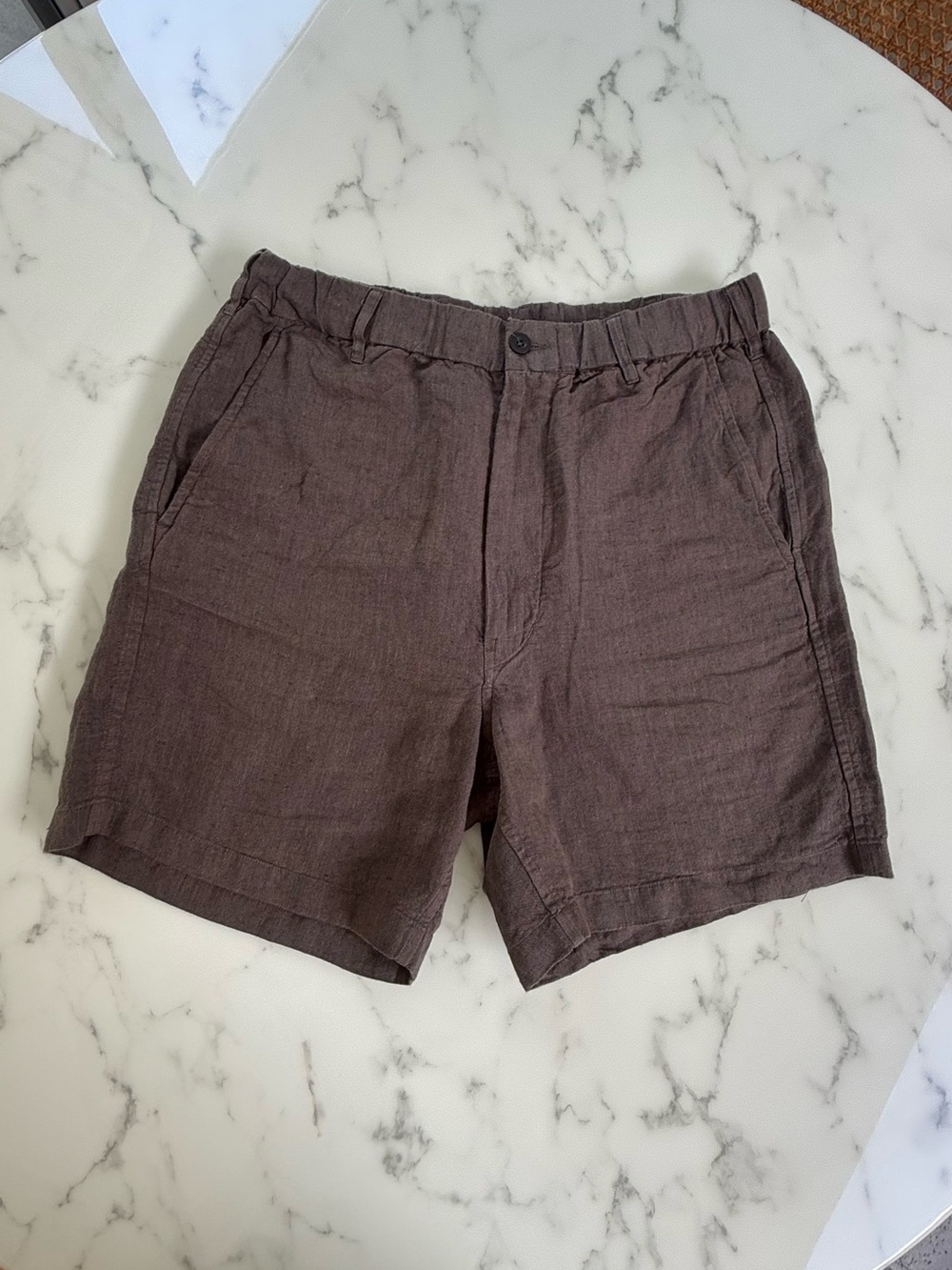 Madewell Pull-On Shorts in Linen in Chocalate Color - Size Medium (32” waist)